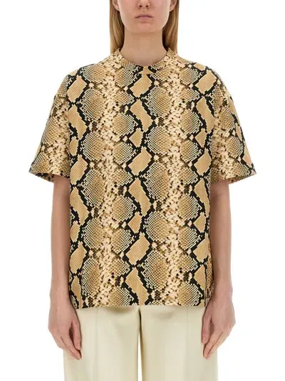 Jil Sander T-shirt With Animal Pattern In Beige