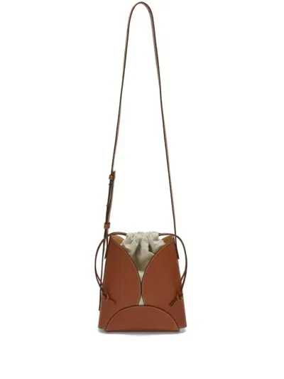 Jil Sander Curve Leather Crossbody Bag In Brown