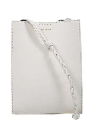 Jil Sander Tangle Logo Printed Crossbody Bag In Beige