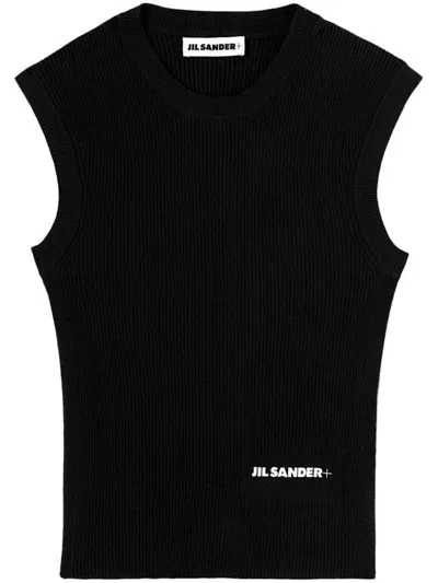 Jil Sander Logo-print Cotton Vest Top In Nero