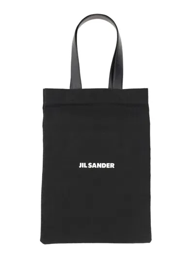 Jil Sander Logo Tote Bag In Black