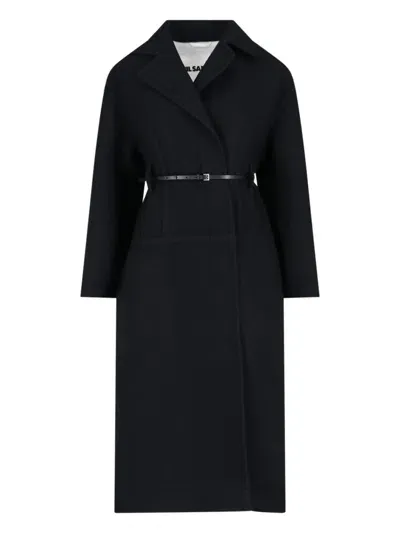 Jil Sander Virgin Wool Midi Coat In Black