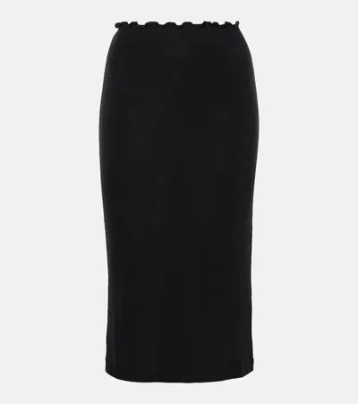 Jil Sander Virgin Wool Midi Skirt In Black