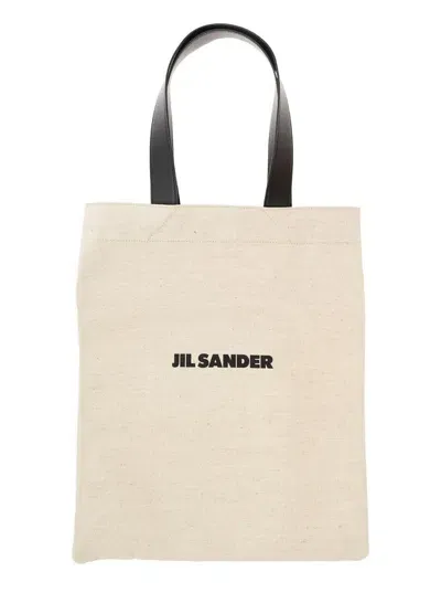 Jil Sander Book Canvas Large Tote Bag In Natural