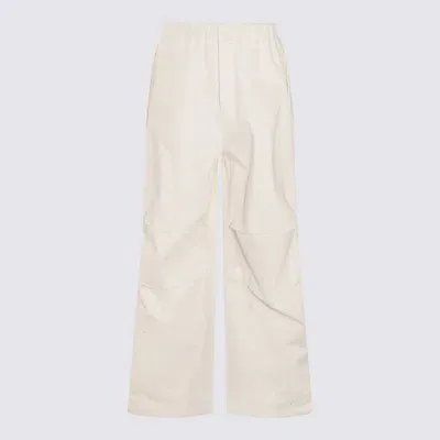 Jil Sander White Cotton Pants In Beige