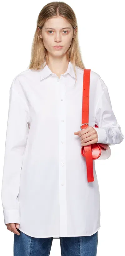 Jil Sander Band-collar Cotton Shirt In White