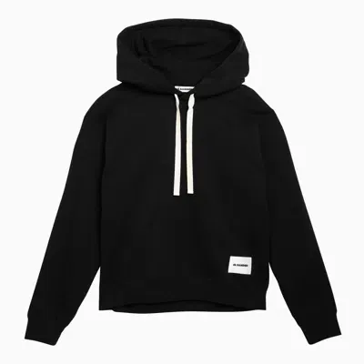 Jil Sander Logo-patch Drawstring Hoodie In Black