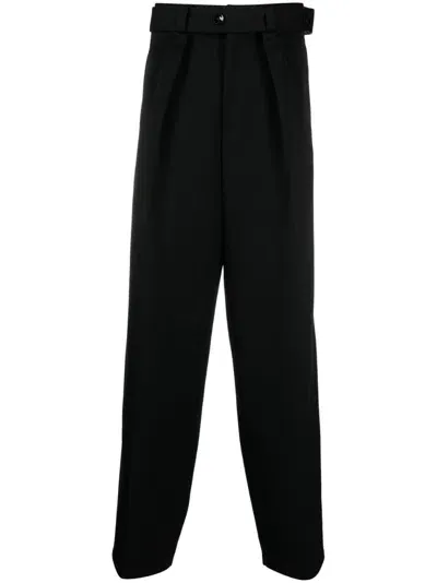 Jil Sander Wide-leg Wool Trousers In Black