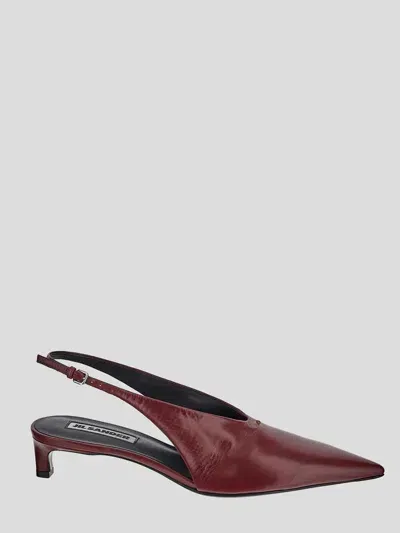 Jil Sander Red Slingback Heels In 613 Cranberry