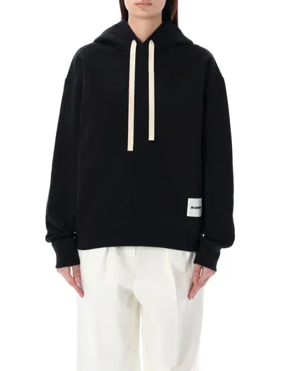 Jil Sander Hoodie Patch Logo In Black