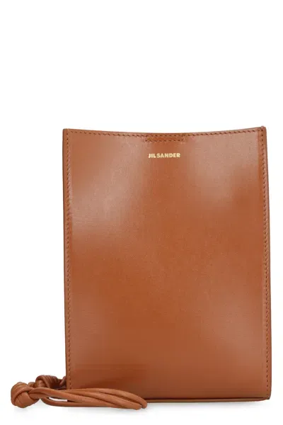 Jil Sander Tangle Leather Crossbody Bag In Brown