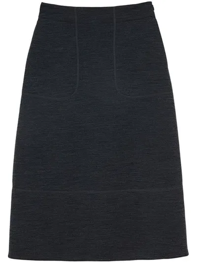 Jil Sander Wool A-line Midi Skirt In Grey