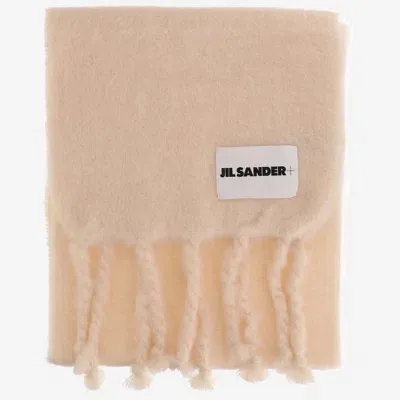 Jil Sander Wool Blend Scarf With Logo In Pink