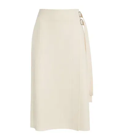 Jil Sander Wool-blend Wrap Midi Skirt In White