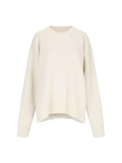 Jil Sander Wool Crew Neck Sweater In White