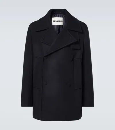 Jil Sander Wool Peacoat In Blue