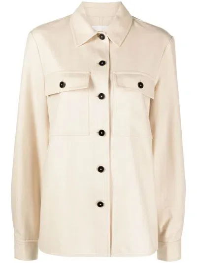 Jil Sander Non-muesling Wool Flannel Shirt Jacket In Neutrals