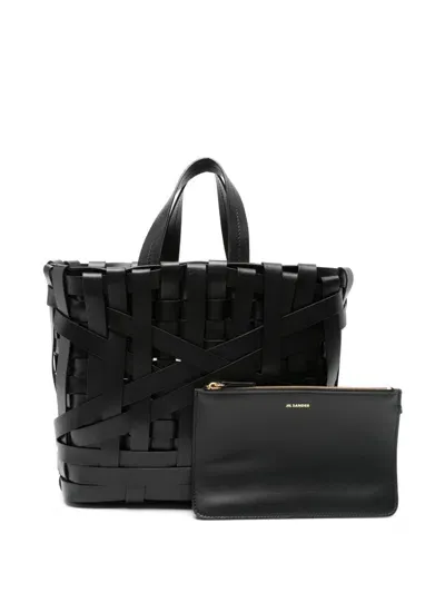 Jil Sander Woven Tote Bag In Black