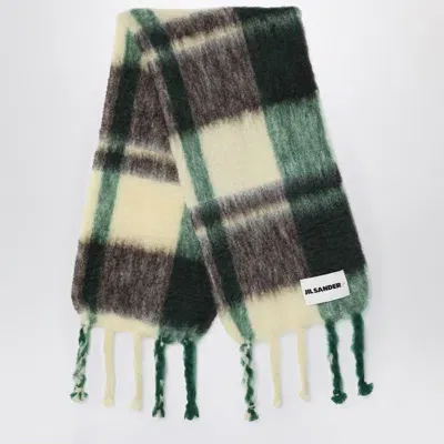 Jil Sander Yellow/brown/green Mohair Blend Scarf