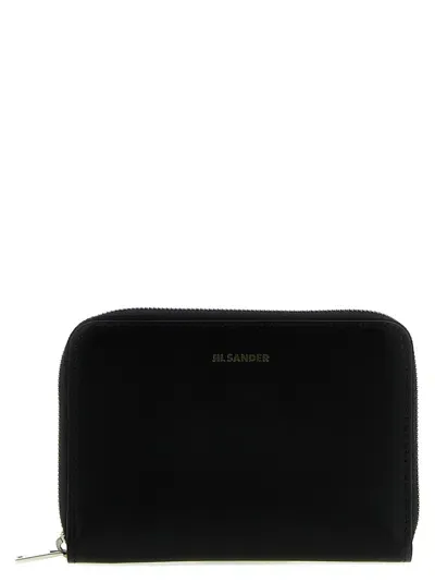 Jil Sander Zip Leather Wallet In 001