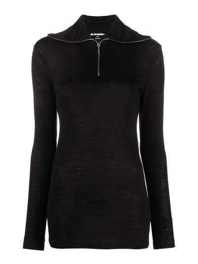 Jil Sander Zip Sweater In Black