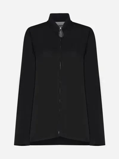 Jil Sander Zip-up Viscose Overshirt In Black