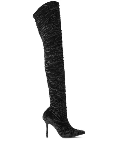 Jimmy Choo 100mm Leather Boots In Black