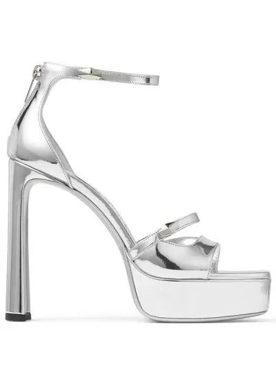 Jimmy Choo 125mm Claressa Sandals In Silver