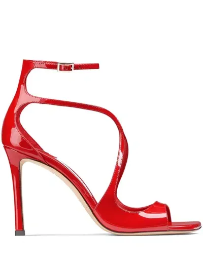 Jimmy Choo Lvr Exclusive 95mm Azia Satin Sandals In Red