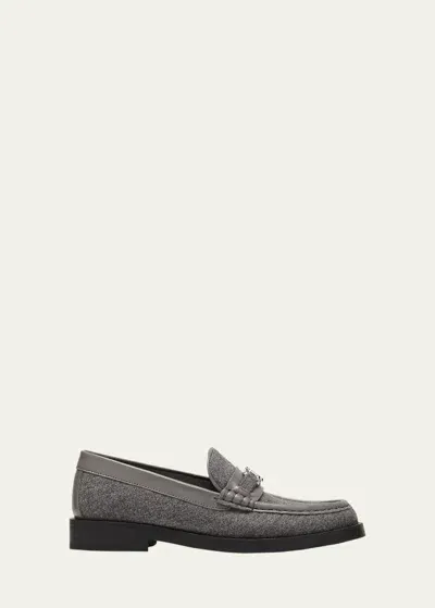 Jimmy Choo Addie Cotton Jc Slip-on Loafers In Grey