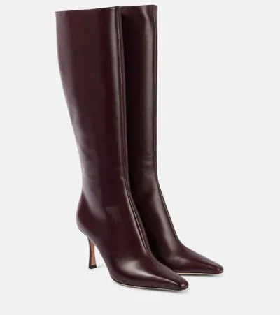 Jimmy Choo Agathe 85 Leather Knee-high Boots In Red