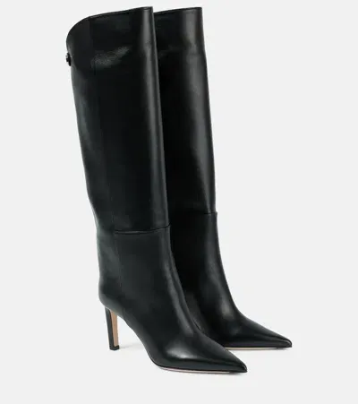 Jimmy Choo Alizze 85 Leather Knee-high Boots In Black