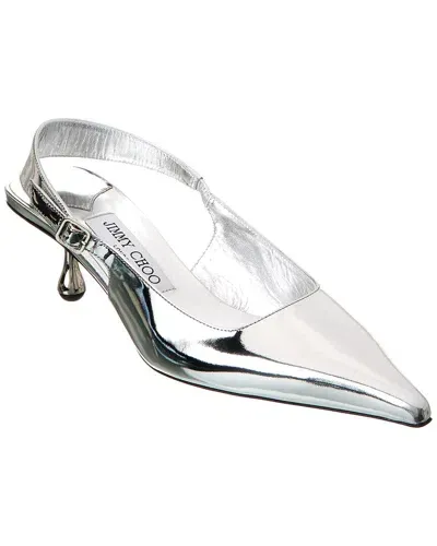 Jimmy Choo Patent Leather Amen Slingback Pumps In Silver