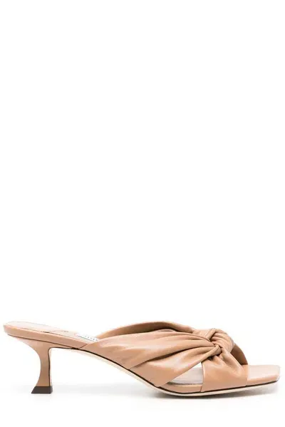 Jimmy Choo Avenue 50 Leather Mules In Beige