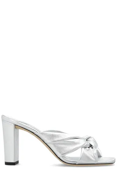 Jimmy Choo Avenue 85 Mules In Silver