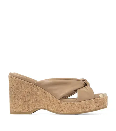 Jimmy Choo Avenue 95 Wedge Sandals In Beige