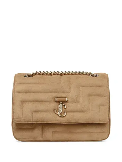 Jimmy Choo Avenue Soft Shoulder Bag In Rattan/light Gold