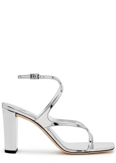 Jimmy Choo Azie 85 Metallic Leather Sandals In Silver