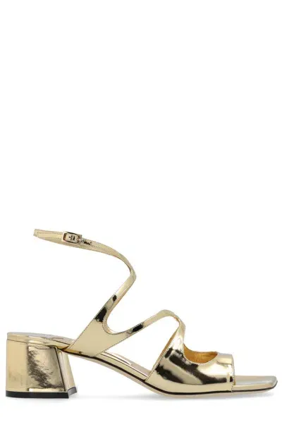 Jimmy Choo Azilia Square Open Toe Sandals In Gold