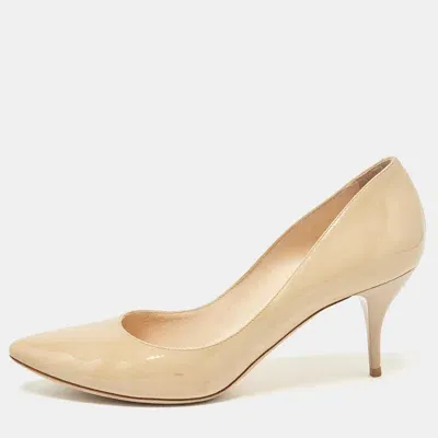 Pre-owned Jimmy Choo Beige Patent Leather Pumps Size 41