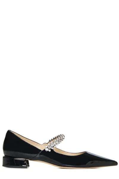 Jimmy Choo Bing Embellished Flat Shoes In Black