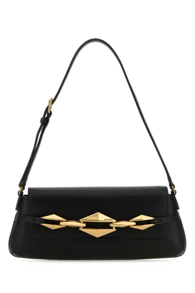 Jimmy Choo Black Leather Diamond Shoulder Bag In Blackgold