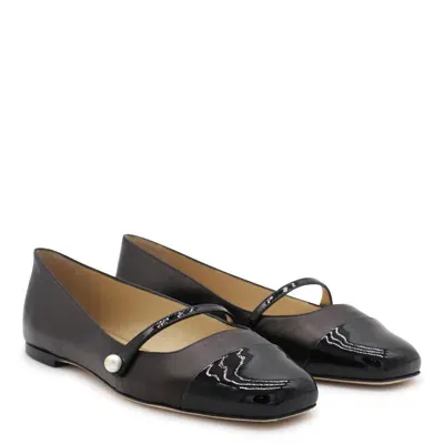 Jimmy Choo Black Leather Elisa Flats