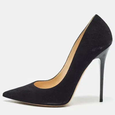 Pre-owned Jimmy Choo Black Suede Love Pumps Size 39.5