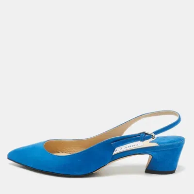 Pre-owned Jimmy Choo Blue Suede Gemma Slingback Pumps Size 36