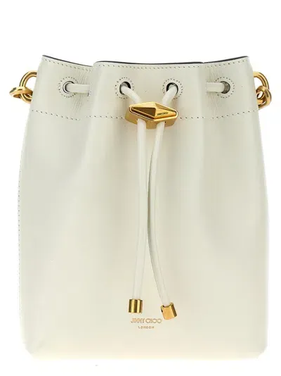 Jimmy Choo Bon Bon Drawstring Bucket Bag In White