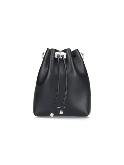 Jimmy Choo Bon Bon Metallic Leather Mini Bucket Bag In Black