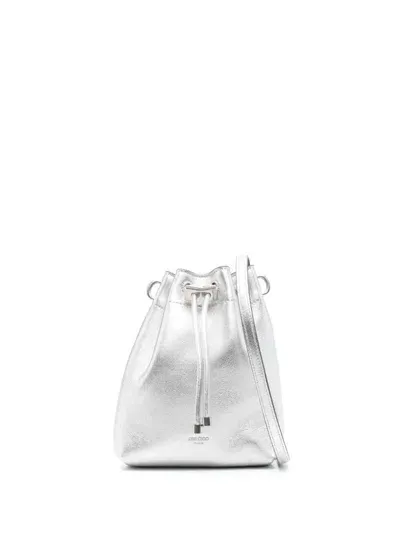 Jimmy Choo Bon Bon Metallic Leather Mini Bucket Bag In Silver