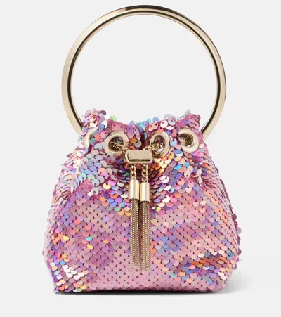 Jimmy Choo Micro Bon Bon Bucket Bag In Pink