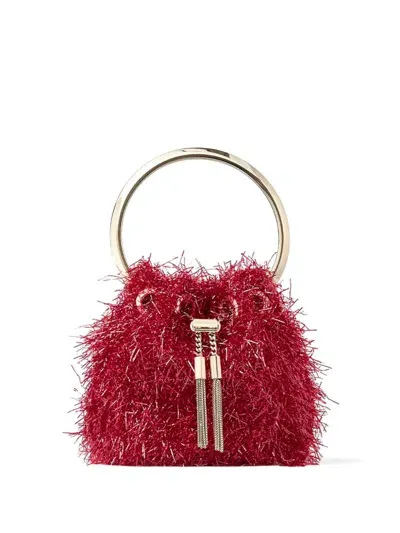 Jimmy Choo Bon Bon Mini Bucket Bag In Red